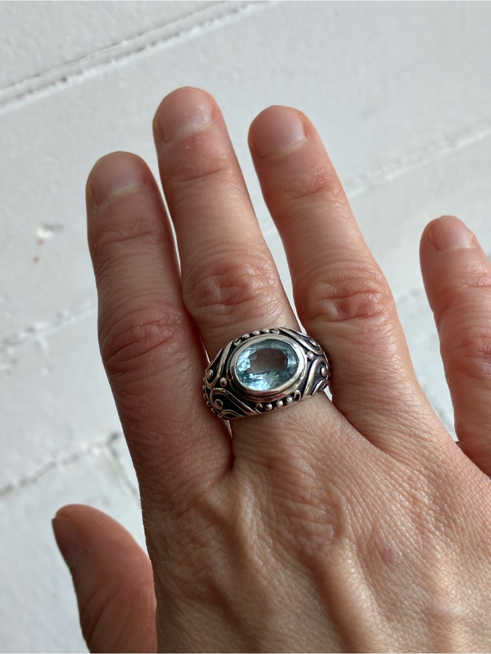 Sterling Silver natural aquamarine ring